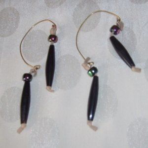 Earrings Wire Goes Around Ear Black/Multi Vintage